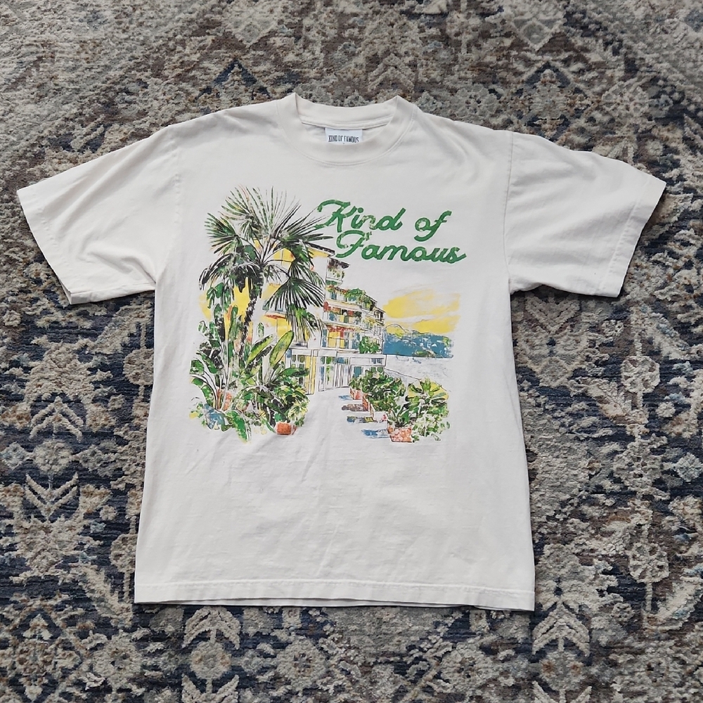 Kind Of Famous Graphic Tee with Tropical Scene